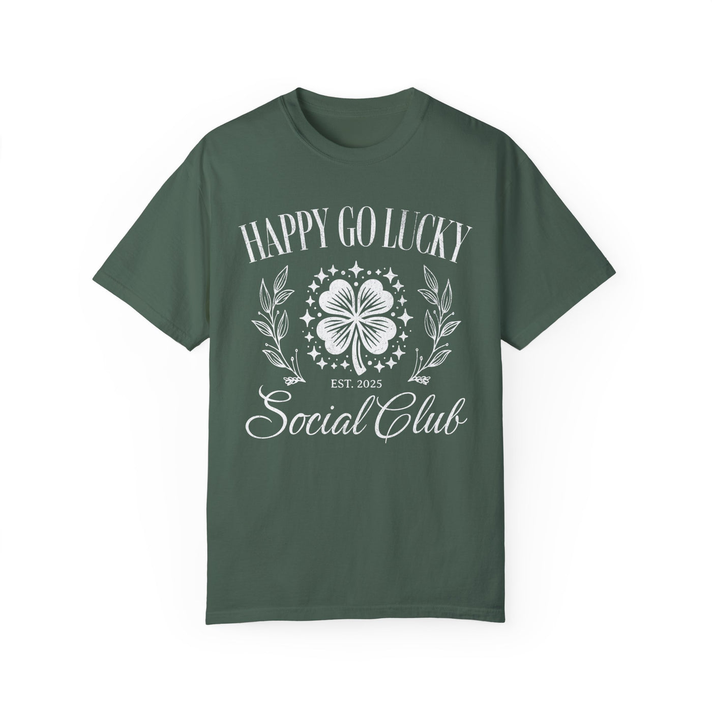 Happy Go Lucky Social Club T-shirt - distressed (COMFORT COLORS)