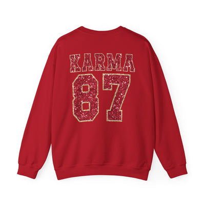 87 Karma 2 Sided Print Glitter Sweatshirt (GILDAN)