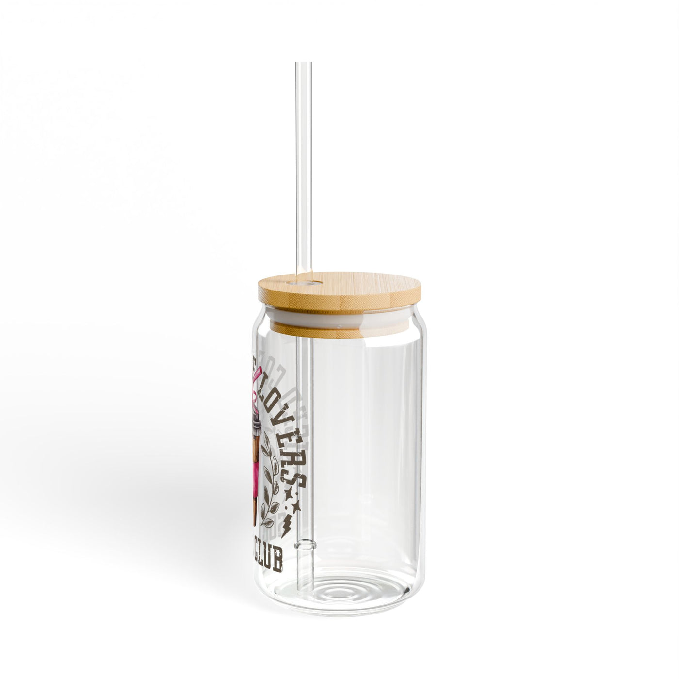 Iced Coffee Lovers Cup (Glass Can with Lid and Straw)