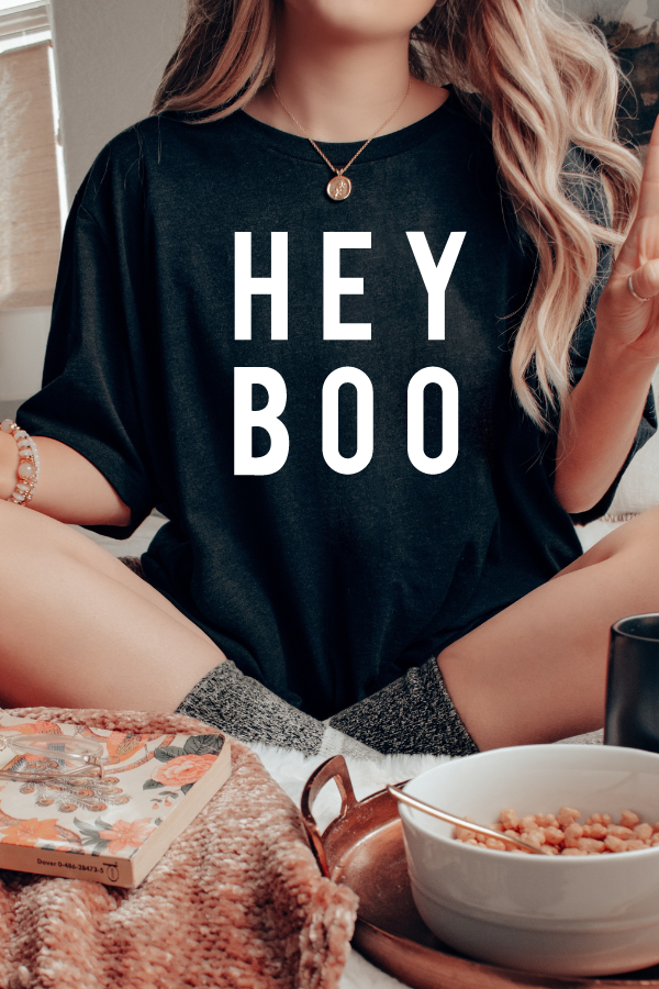 HEY BOO HALLOWEEN TEE (Bella and Canvas)