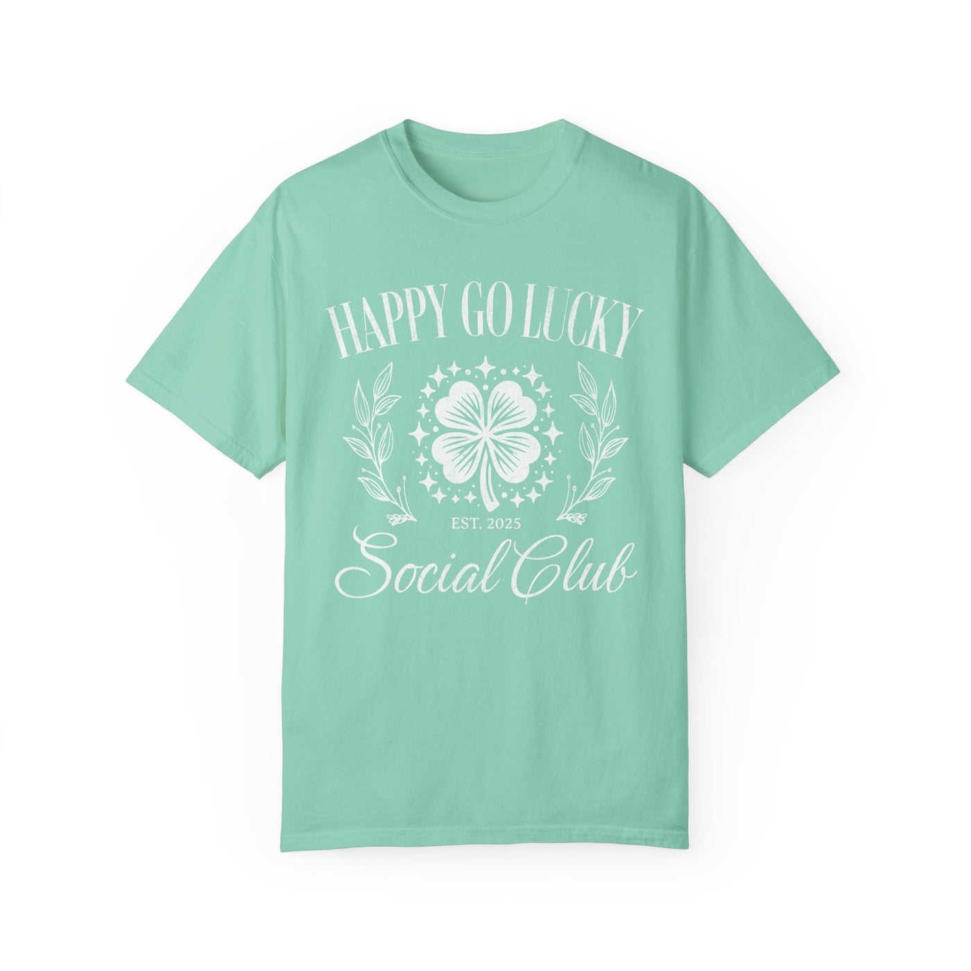 Happy Go Lucky Social Club T-shirt - distressed (COMFORT COLORS)