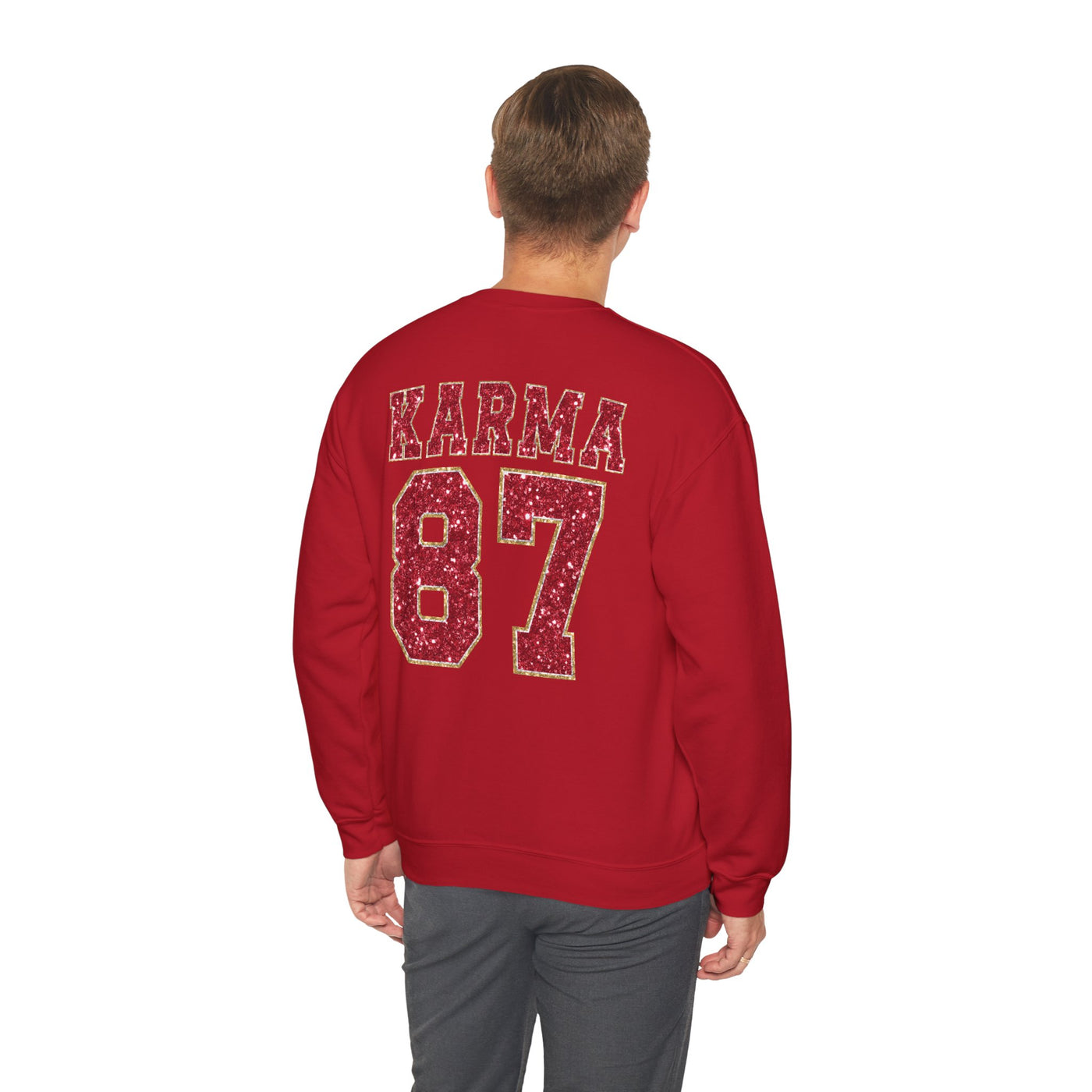 87 Karma 2 Sided Print Glitter Sweatshirt (GILDAN)