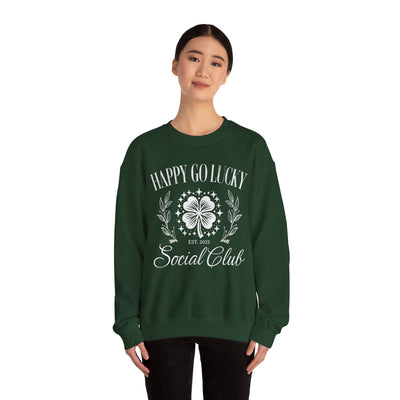 Happy Go Lucky Social Club Sweatshirt - distressed (GILDAN)