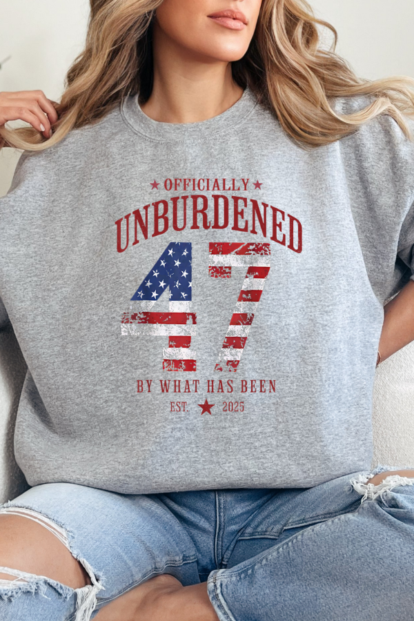 47 OFFICIALLY UNBURDENED BY WHAT HAS BEEN SWEATSHIRT (GILDAN)