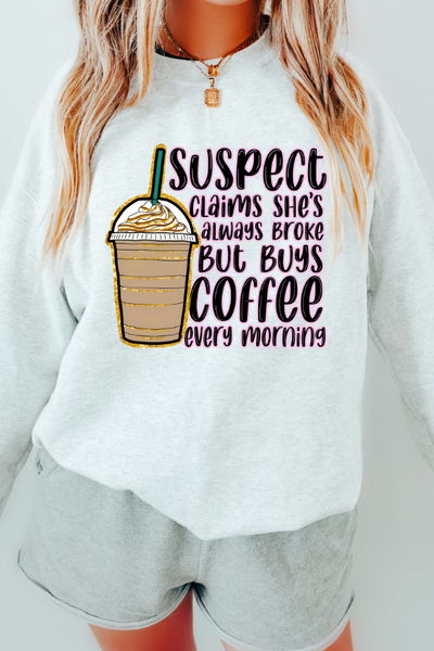 Suspect Claims Coffee Sweatshirt (GILDAN)