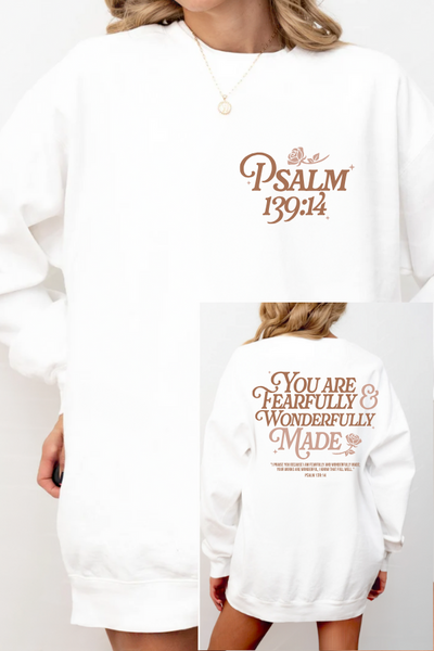 Psalm 139:14 Graphic Sweatshirt - 2 sided print✨🙏 (COMFORT COLORS)