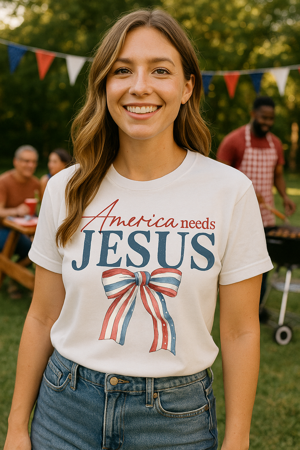 AMERICA NEEDS JESUS TEE (Bella and Canvas)