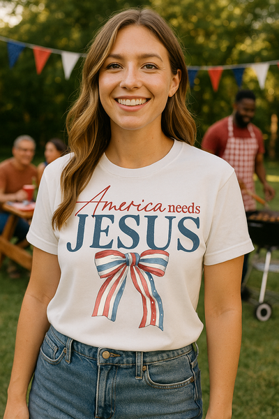 AMERICA NEEDS JESUS TEE (Bella and Canvas)