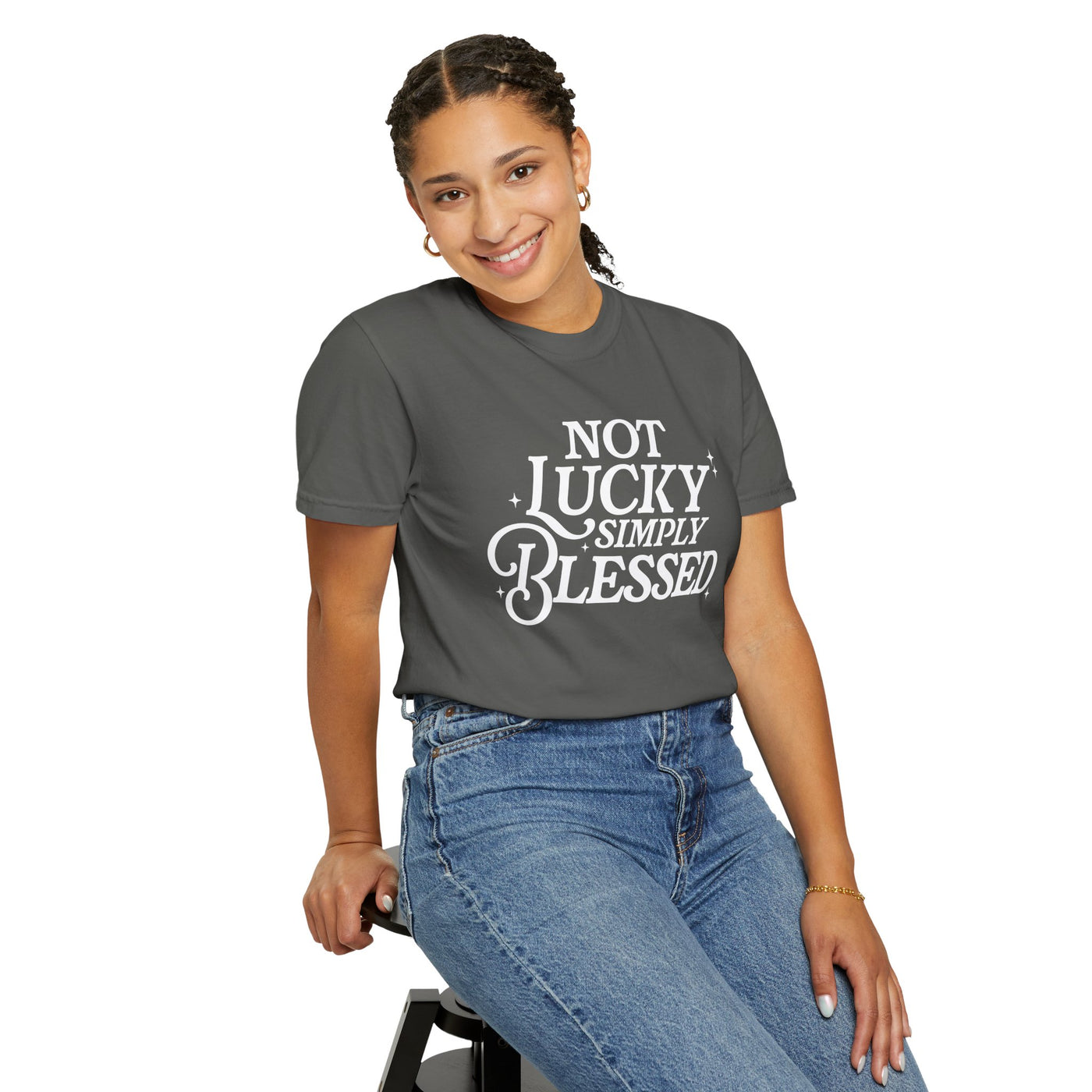 Not Lucky Simply Blesssed Graphic T-Shirt (Comfort Colors)