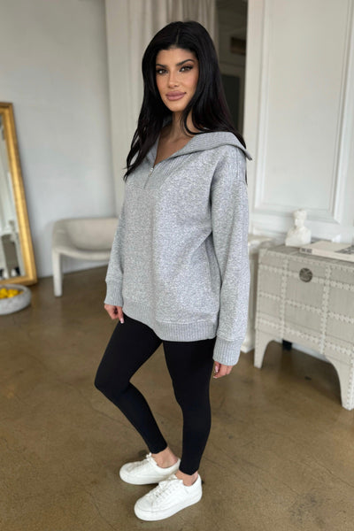 PARKER 1/4 ZIP PULLOVER (Available in Plus Size) , , It's NOMB , 1/4 ZIP PULLOVER, HEATHER GREY ATHLEISURE SWEATER, varley vine pullover , It's NOMB , itsnomb.com