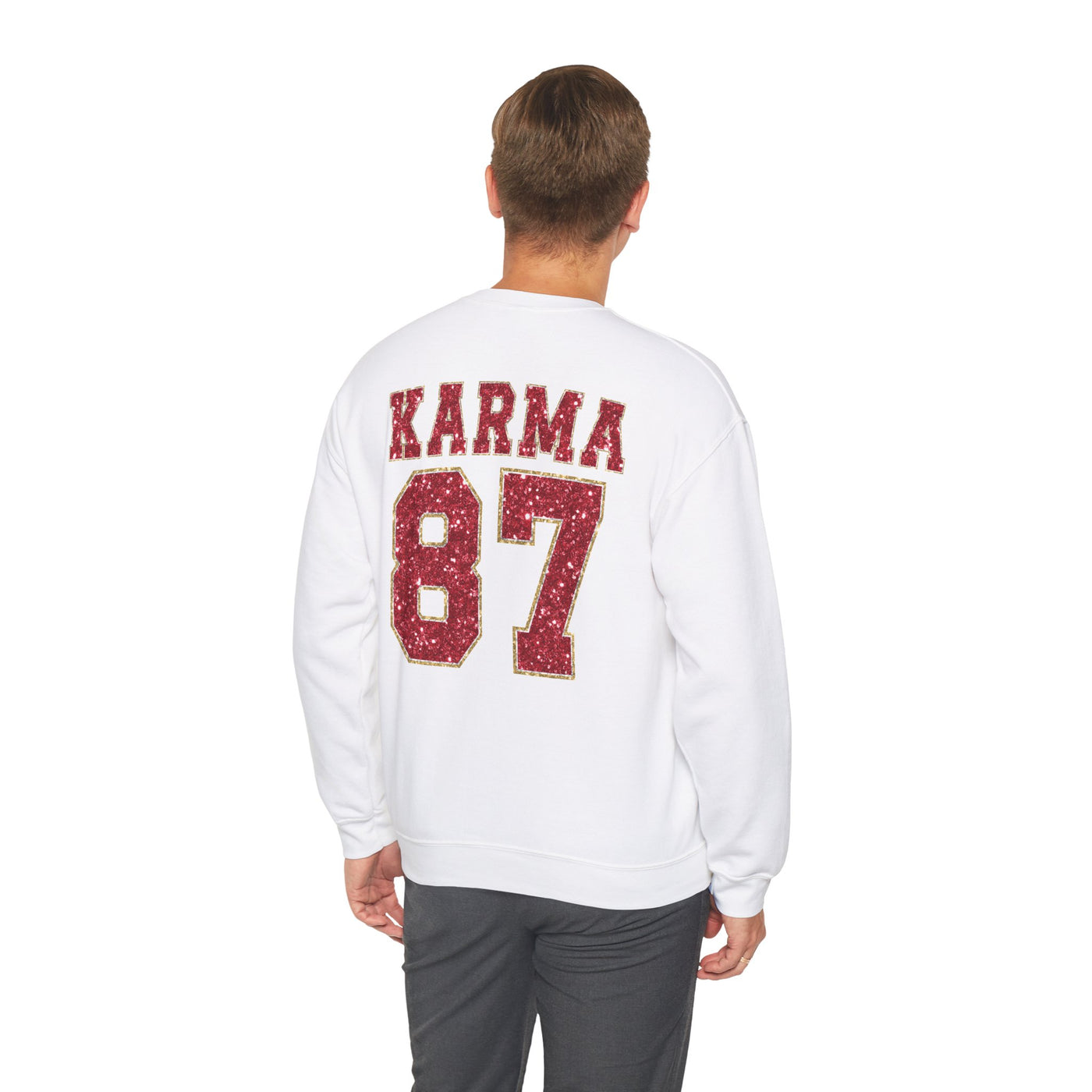 87 Karma 2 Sided Print Glitter Sweatshirt (GILDAN)