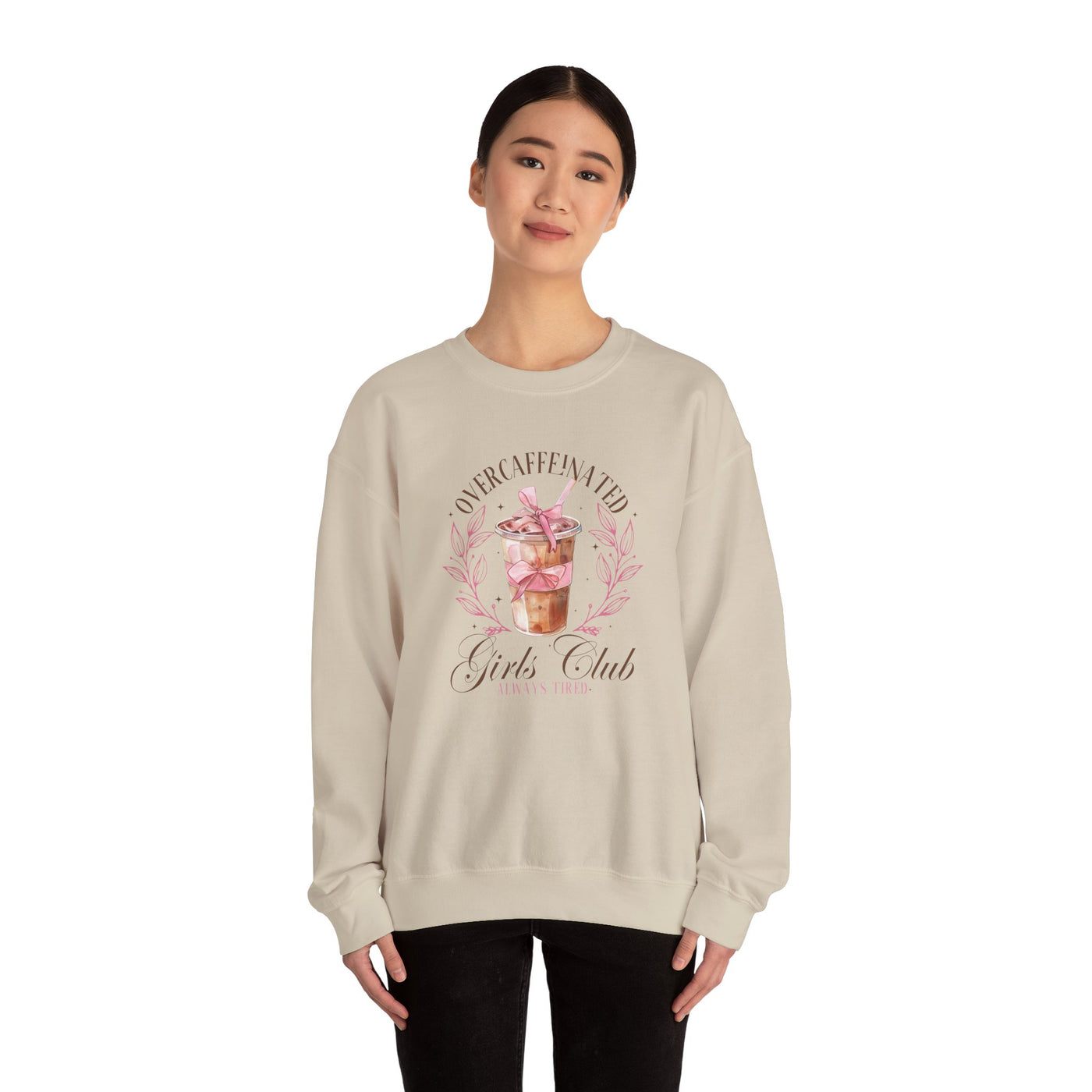 Overcaffeinated Girls Club Sweatshirt (GILDAN)