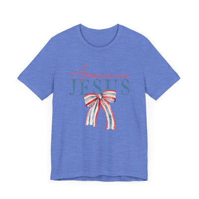 AMERICA NEEDS JESUS TEE (Bella and Canvas)