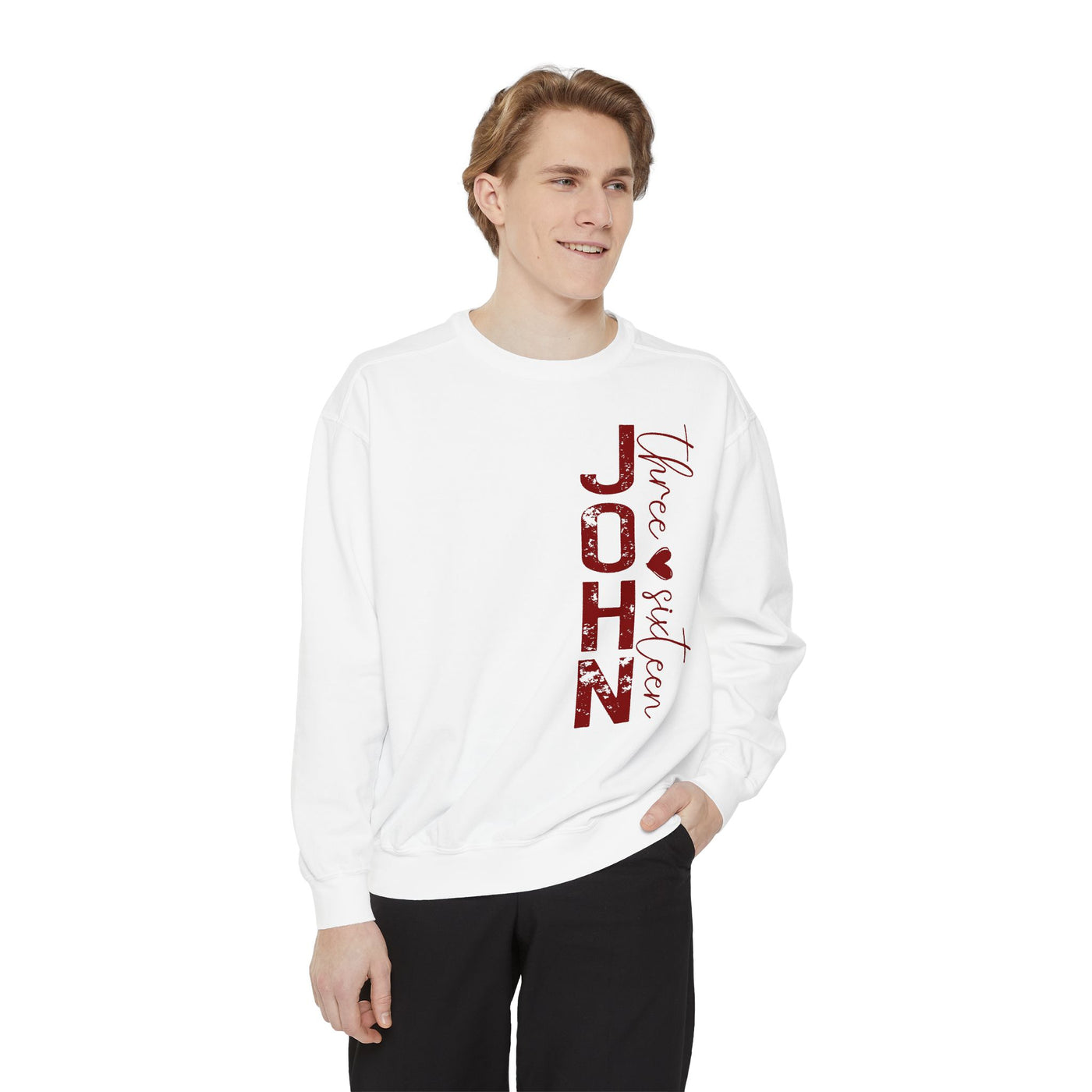 FOR GOD SO LOVED THE WORLD 2 SIDED PRINT SWEATSHIRT(COMFORT COLORS)