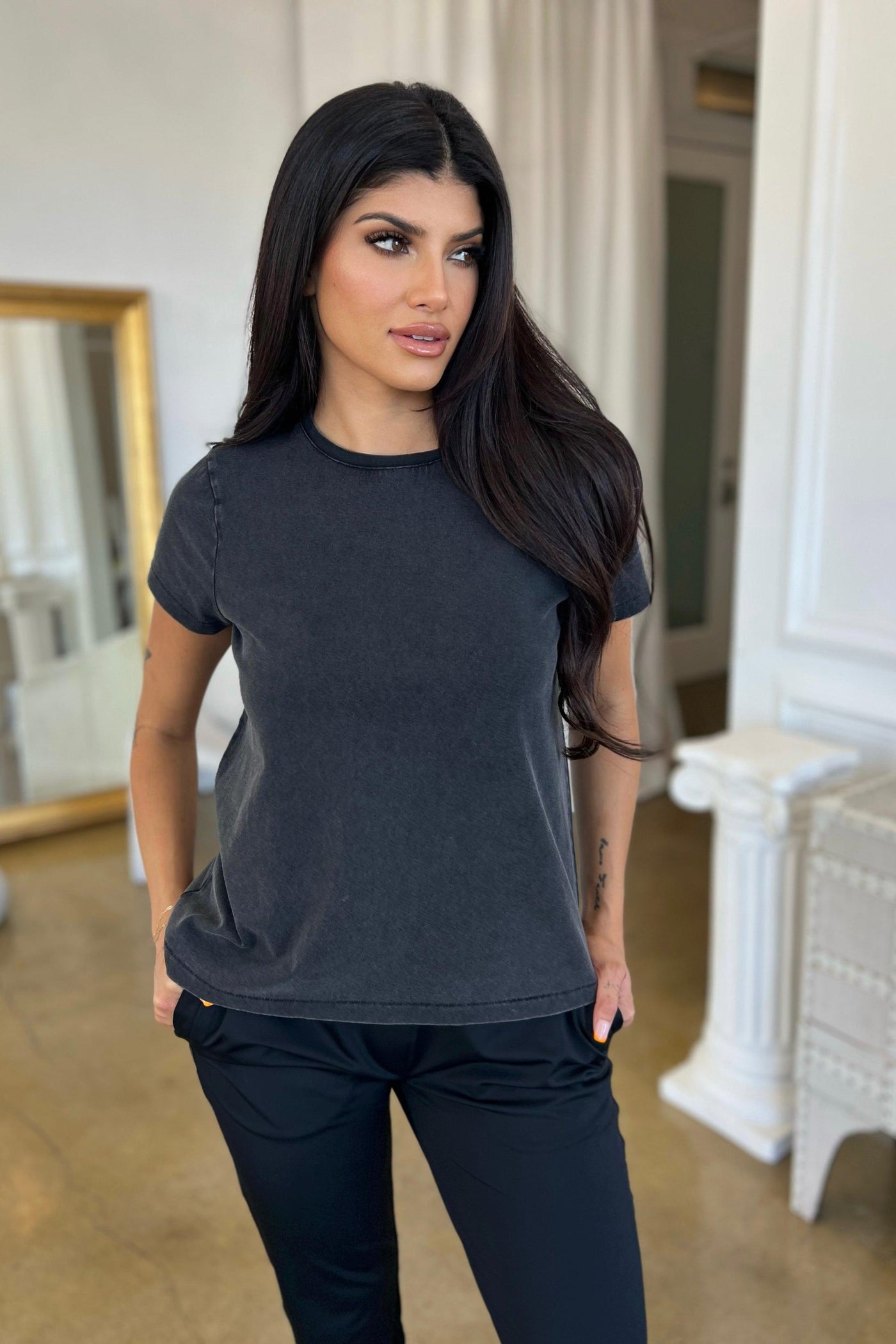 ASHER TEE , T-SHIRT , It's NOMB , CLASSIC FIT COTTON TEE, MINERAL WASHED BLACK TEE, THREAD AND SUPPLY ASHER TEE, WOMEN'S CLASSIC FIT TEE , It's NOMB , itsnomb.com