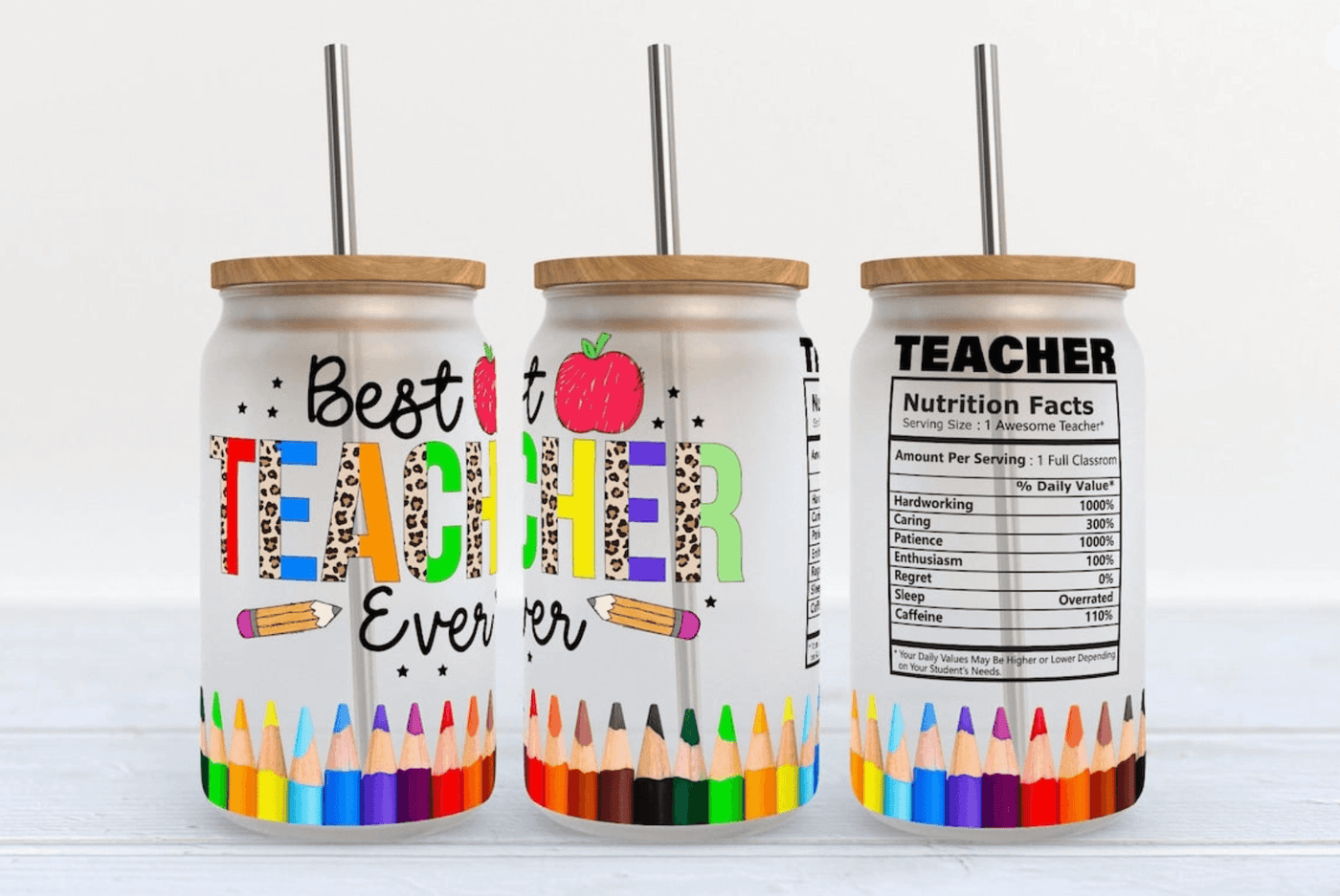 BEST TEACHER EVER FROSTED GLASS CAN , STAINLESS STEEL CUP , It's NOMB , STAINLESS STEEL TRAVEL CUP FOR TEACHERS, TEACHER'S APPRECIATION GIFT, TEACHER'S GIFT , It's NOMB , itsnomb.com