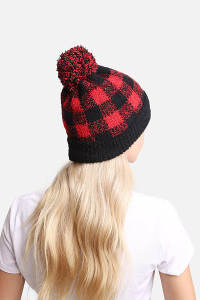 BUFFALO CHECK BEANIE , BEANIE , it’sNOMB. The Label , barefoot dreams, BEANIE, BEANIES, buffalo check, christmas present, pattern, prints, red and black checkered, STOCKING STUFFER, stocking stuffers, WINTER, WINTER ACCESSORIES, WINTER HAT , It's NOMB , itsnomb.com