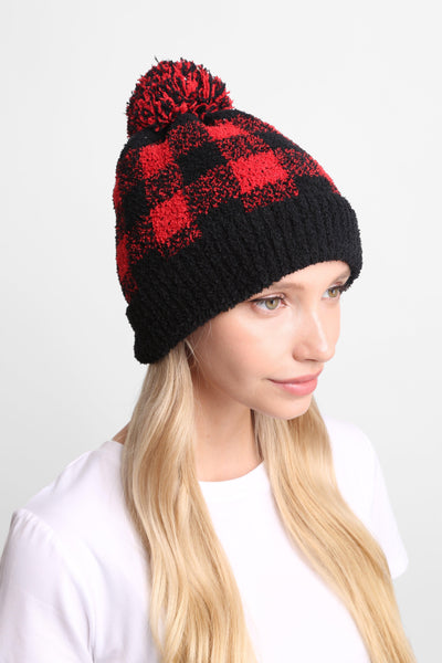 BUFFALO CHECK BEANIE , BEANIE , it’sNOMB. The Label , barefoot dreams, BEANIE, BEANIES, buffalo check, christmas present, pattern, prints, red and black checkered, STOCKING STUFFER, stocking stuffers, WINTER, WINTER ACCESSORIES, WINTER HAT , It's NOMB , itsnomb.com