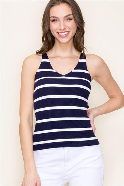 CONNIE SWEATER TANK , , It's NOMB , NAUTICAL BLOUSE, NAUTICAL TANK TOP, navy and white striped tank, SWEATER KNIT TANK , It's NOMB , itsnomb.com