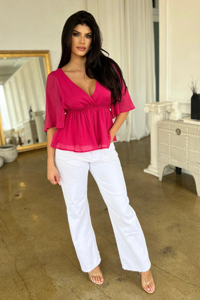 EVERLY BLOUSE , BLOUSE , It's NOMB , blouse, BLOUSES, FUCHSIA BLOUSE, FUCHSIA TOP, GAUZE TOP, it's nomb the label, ITS NOMB, Its None of My Business, ITSNOMB, ITSNOMBTHELABEL, IT’S NOMB, Jessica Graf, Jessica Nickson, linen blouse, Maternity, Maternity Friendly, PEPLUM TOP, pink blouse, PINK TOP, SHIRT, SHIRTS, SMOCKED WAIST PEPLUM TOP, TOP, tops , It's NOMB , itsnomb.com