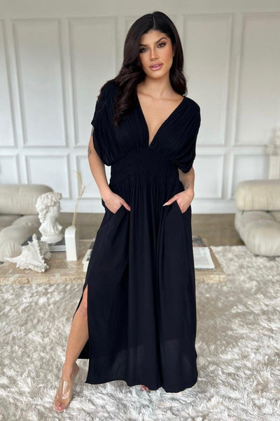 GARCELLE DRESS , Dress , it’sNOMB. The Label , black, black dress, dress, dresses, it's nomb the label, ITS NOMB, Its None of My Business, ITSNOMB, ITSNOMBTHELABEL, IT’S NOMB, Jessica Nickson, kimono, kimono sleeve, Maternity, Maternity Friendly, maxi, midi , It's NOMB , itsnomb.com