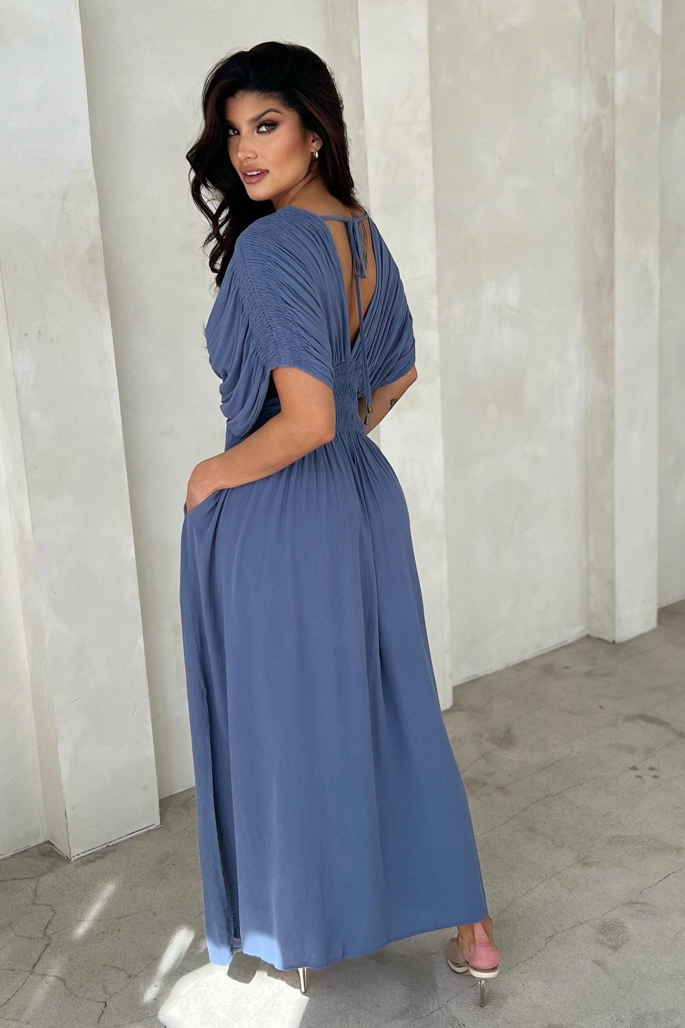 GARCELLE DRESS , Dress , it’sNOMB. The Label , blue dress, dress, dresses, it's nomb the label, ITS NOMB, Its None of My Business, ITSNOMB, ITSNOMBTHELABEL, IT’S NOMB, Jessica Nickson, kimono, kimono sleeve, Maternity, Maternity Friendly, maxi, midi , It's NOMB , itsnomb.com