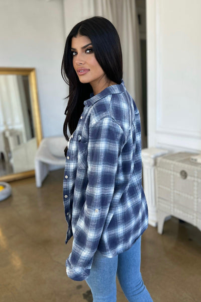 JESSICA FLANNEL SHIRT , , it’sNOMB. The Label , CREAM, FLANNEL, FLANNEL SHIRT, IVORY, jessica top thread and supply, LONG BUTTON DOWN SHIRT, MIDNIGHT, NAVY, PATTERN, PLAID, PLAID PATERN, SHACKET, SHACKETS, SHIRT, SHIRTS, thread and supply flannel shirt , It's NOMB , itsnomb.com