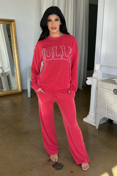 JOLLY CORDED LOUNGE SET (1 SIZE SMALL LEFT) , TOP AND PANT SET , It's NOMB , CHRISTMAS GRAPHIC PULLOVER, christmas graphics, CHRISTMAS LOUNGE SET, CHRISTMAS PAJAMAS, christmas present, GREEN CHRISTMAS SWEATER AND PANTS, JOLLY SWEATSHIRT , It's NOMB , itsnomb.com