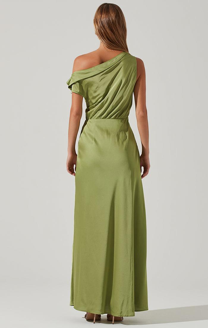 MONROE SATIN OFF SHOULDER MAXI DRESS (SIZE MEDIUM LEFT) , Dresses , it’sNOMB. The Label , ASTR, ASTR BRAND, ASTR THE LABEL, CREST GREEN, Dress, Dresses, dresses for spring, green, light green, monroe dress, satin dress, satin maxi dress, spring dress, spring dresses, summer dress, SUMMER DRESSES, wedding guest dresses , It's NOMB , itsnomb.com