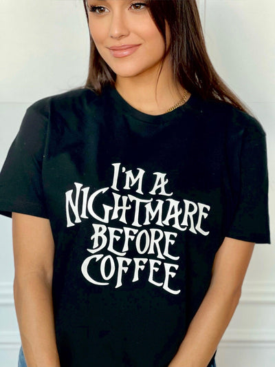 NIGHTMARE BEFORE COFFEE TEE (PLUS AVAILABLE) , T-SHIRT , it’sNOMB. The Label , GRAPHIC, GRAPHIC TEE, graphic tees, HALLOWEEN, HALLOWEEN TEES, HALLOWEEN TSHIRTS, NIGHTMARE BEFORE CHRISTMAS, NIGHTMARE BEFORE COFFEE, T-SHIRT, T-SHIRTS, TEES , It's NOMB , itsnomb.com