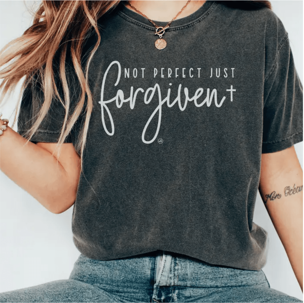 NOT PERFECT JUST FORGIVEN T-SHIRT (PLUS AVAILABLE) , T-SHIRT , It's NOMB , CHRISTIAN TSHIRT, FAITH BASED TSHIRT , It's NOMB , itsnomb.com