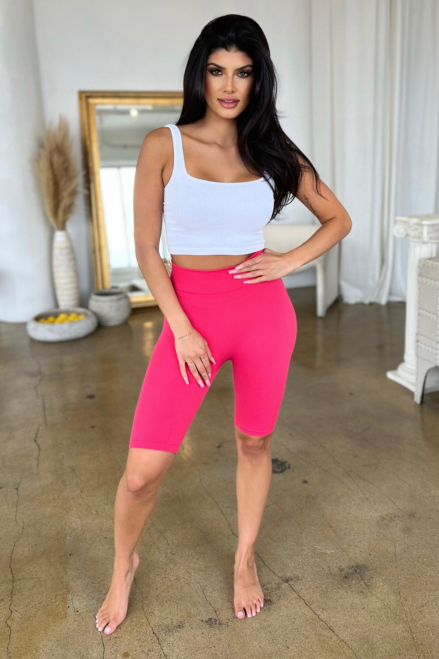 NOT SO BASIC BIKER SHORTS , BIKER SHORTS , It's NOMB , BIKER SHORTS, BUTTERY SOFT BIKER SHORTS, HOT PINK BIKER SHORTS, LONG BIKER SHORTS, MATERNITY FRIENDLY BIKER SHORTS, PINK BIKER SHORTS, PINK SHORTS, RIBBED BIKER SHORTS , It's NOMB , itsnomb.com