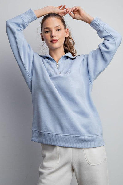 PARKER 1/4 ZIP PULLOVER (Available in Plus Size) , , It's NOMB , 1/4 ZIP PULLOVER, BABY BLUE PULLOVER, varley vine pullover , It's NOMB , itsnomb.com