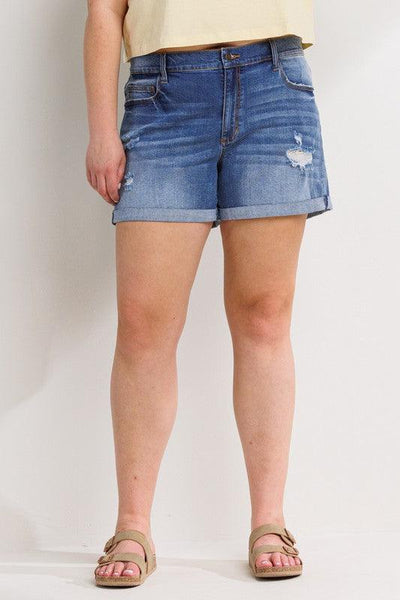 SHE'S GOT IT SHORTS (AVAILABLE IN PLUS) , Shorts , It's NOMB , BLUE JEAN SHORTS, CUFFED DENIM SHORTS, CUFFED JEAN SHORTS, CUFFED SHORTS, DENIM SHORTS, JEANS SHORTS, SHORTS , It's NOMB , itsnomb.com
