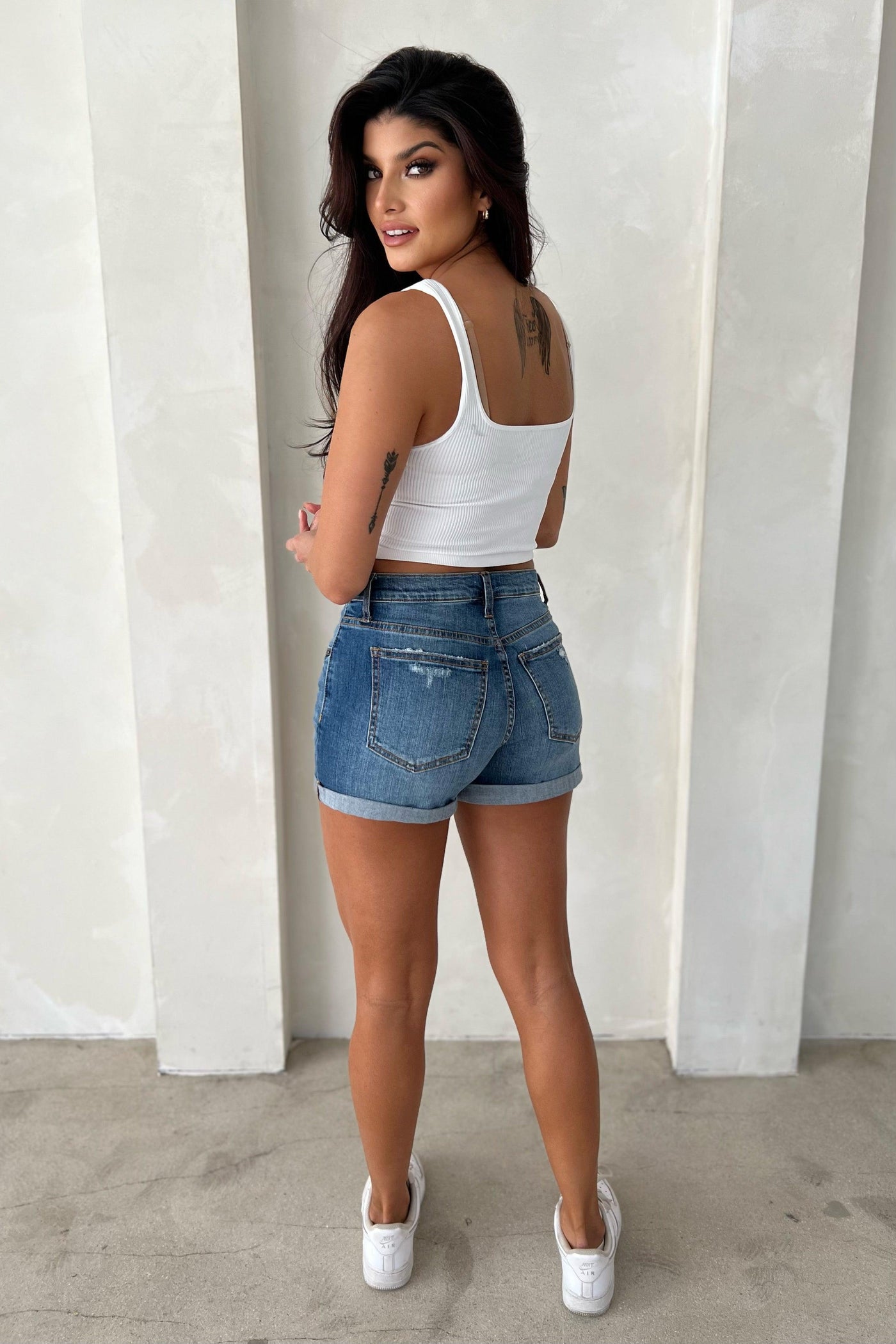 SHE'S GOT IT SHORTS (AVAILABLE IN PLUS) , Shorts , It's NOMB , BLUE JEAN SHORTS, CUFFED DENIM SHORTS, CUFFED JEAN SHORTS, CUFFED SHORTS, DENIM SHORTS, JEANS SHORTS, SHORTS , It's NOMB , itsnomb.com