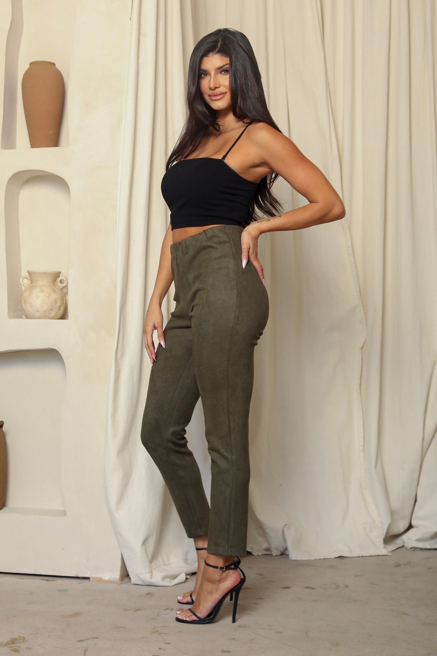 TERRA FAUX SUEDE LEGGINGS (PLUS AVAILABLE) , PANTS , It's NOMB , ARMY GREEN, DARK GREEN, DRESSY PANTS, FAUX SUEDE LEGGINGS, GENEVE LEGGINGS, GREEN, LEGGINGS, MOSS GREEN, OLIVE, PANTS, SUEDE LEGGINGS, SUEDE PANTS, SUEDE SLACKS, VEGAN SUEDE, WORK PANTS , It's NOMB , itsnomb.com