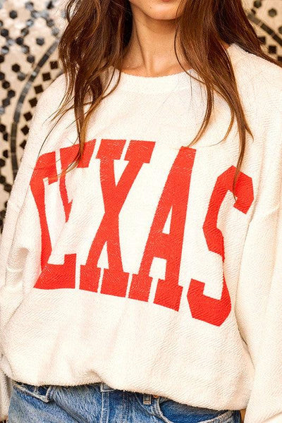 TEXAS LOVE PULLOVER , SWEATER , it’sNOMB. The Label , ATHLEISURE, ATHLETIC PULLOVER, COZY SWEATER, FINAL SALE, it's nomb, it's nomb the label, JESSICA NICKSON, LOUNGE WEAR, LOUNGEWEAR, MORGAN, PULLOVERS, sweater, sweaters, Texas, texas state pride, TEXAS SWEATER, TEXAS SWEATSHIRT , It's NOMB , itsnomb.com