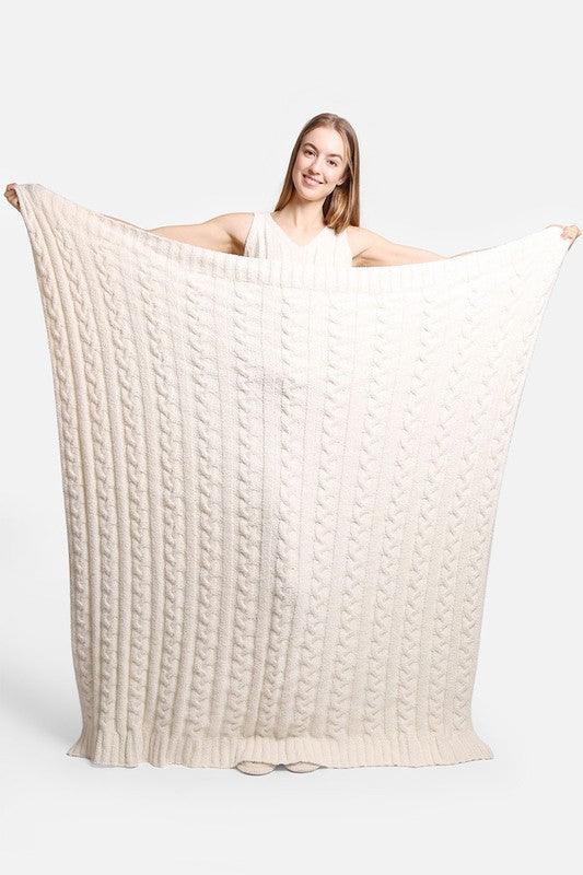 CABLE KNIT THROW BLANKET , Blankets , it’sNOMB. The Label , barefoot dreams, blanket, blankets, cable knit throw blanket, it's nomb the label, ivory throw blanket, throw blanket, throw blankets, throws , It's NOMB , itsnomb.com